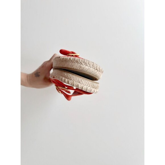 TORY BURCH Orange Suede Double Buckle Espadrille Slide Sandals, Size 7.5 - Picture 9 of 13